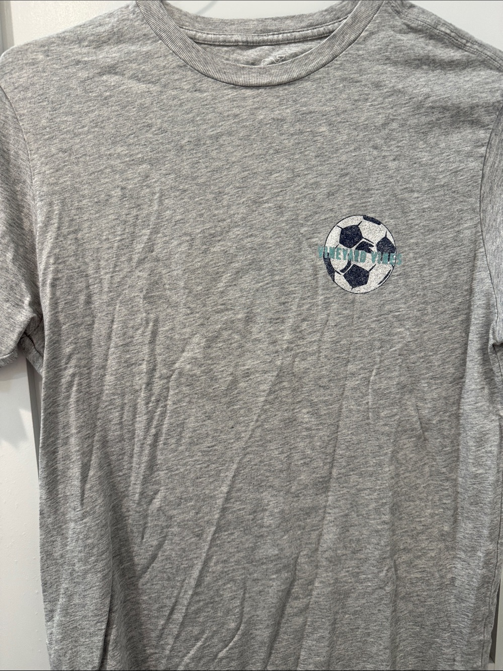Vineyard Vines Gray Short Sleeve Tee with Soccer Ball Logo